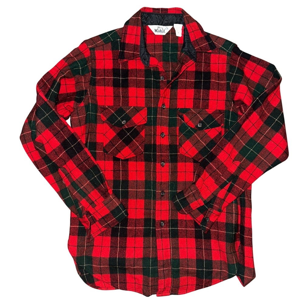 Vintage Woolrich Red Green Buffalo Plaid Flannel Shirt Mens Large Wool Blend